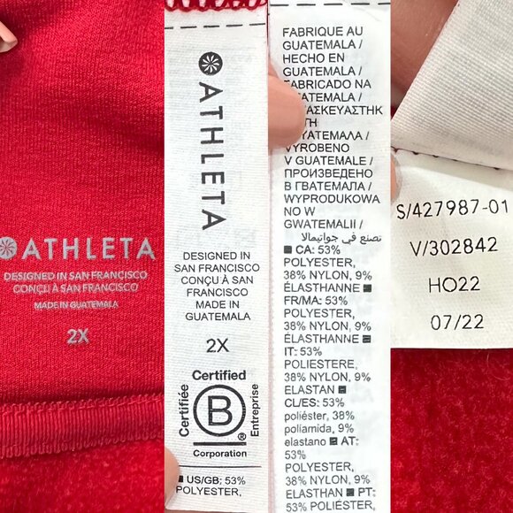 Athleta Altitude Polartec Funnel Neck Sweatshirt in Candy Red Women's Size 2X - Picture 5 of 16